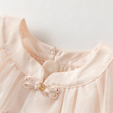 Dave&Bella Toddler Girls Summer Pink/Beige Chinese-style A-line Party Mesh Dress