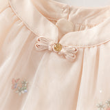 Dave&Bella Toddler Girls Summer Pink/Beige Chinese-style A-line Party Mesh Dress