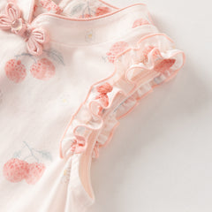 Dave&Bella Summer Toddler Girls Sweet Pink Fruit Print Chinese-style Sleeveless Party Dress