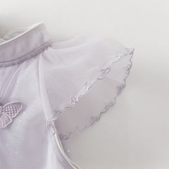 Dave&Bella Toddler Girls Summer Elegant Purple Butterfly Mesh Princess Dress