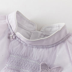 Dave&Bella Toddler Girls Summer Elegant Purple Butterfly Mesh Princess Dress