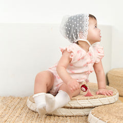 Dave&Bella Summer Baby Girls Chinese-style Fruit Print Pink Sleeveless Lightweight Rompers