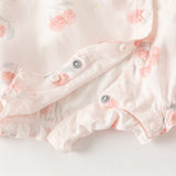 Dave&Bella Summer Baby Girls Chinese-style Fruit Print Pink Sleeveless Lightweight Rompers