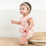 Dave&Bella Summer Baby Girls Chinese-style Fruit Print Pink Sleeveless Lightweight Rompers