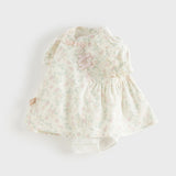 Dave&Bella Baby Girls Summer Floral Print Beige Turtle Chinese-style Comfortable Rompers