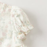 Dave&Bella Baby Girls Summer Floral Print Beige Turtle Chinese-style Comfortable Rompers