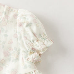 Dave&Bella Baby Girls Summer Floral Print Beige Turtle Chinese-style Comfortable Rompers