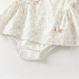 Dave&Bella Baby Girls Summer Floral Print Beige Turtle Chinese-style Comfortable Rompers