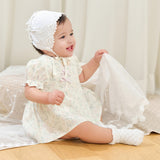 Dave&Bella Baby Girls Summer Floral Print Beige Turtle Chinese-style Comfortable Rompers