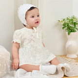 Dave&Bella Baby Girls Summer Floral Print Beige Turtle Chinese-style Comfortable Rompers