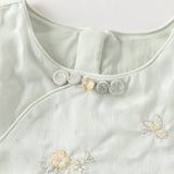 Dave&Bella Toddler Girls Summer Elegant Green Chinese-style Sleeveless Top Pant Suits