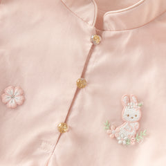 Dave&Bella Summer Kids Girls Pink Chinese-style Turtle Flutter Sleeve Top Mesh Skirt Suits