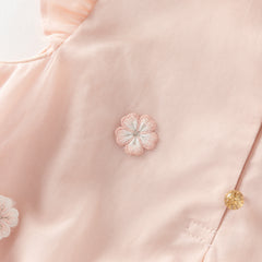 Dave&Bella Summer Kids Girls Pink Chinese-style Turtle Flutter Sleeve Top Mesh Skirt Suits