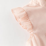 Dave&Bella Summer Kids Girls Pink Chinese-style Turtle Flutter Sleeve Top Mesh Skirt Suits