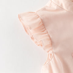 Dave&Bella Summer Kids Girls Pink Chinese-style Turtle Flutter Sleeve Top Mesh Skirt Suits