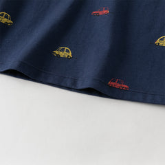 Dave&Bella Summer Toddler Boys Navy Blue Short Sleeve Breathable Cotton Polos