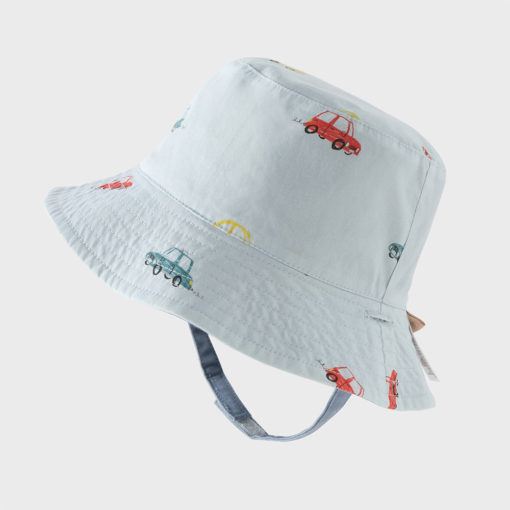 Dave&Bella Toddler Boys Blue Cute Car Print Breathable Cotton Fisherman Hats