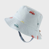 Dave&Bella Toddler Boys Blue Cute Car Print Breathable Cotton Fisherman Hats