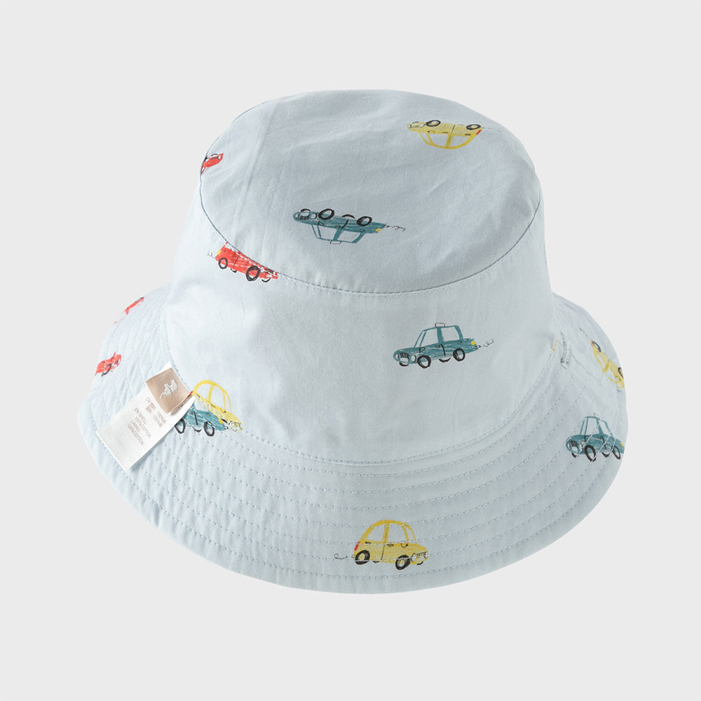 Dave&Bella Toddler Boys Blue Cute Car Print Breathable Cotton Fisherman Hats