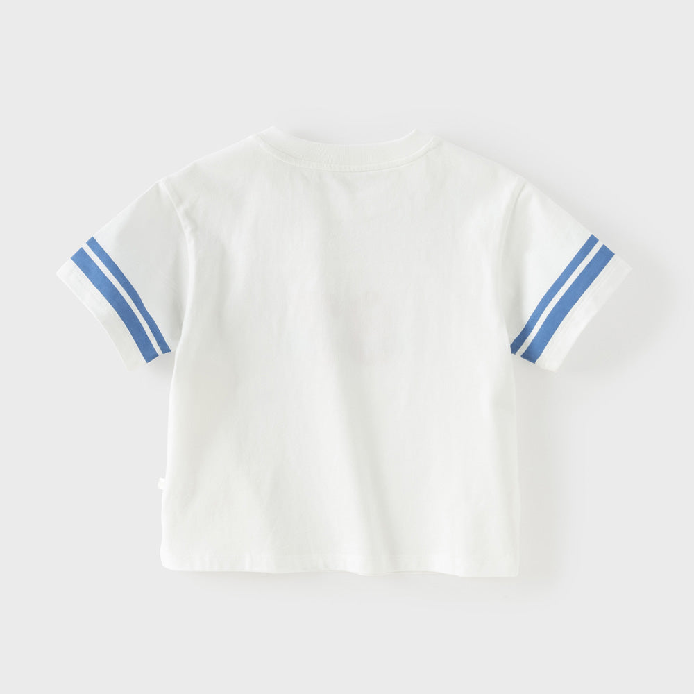 Dave&Bella Summer Toddler Boys White Digital Print Leisure Casual Cotton Soft T-Shirts