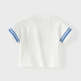 Dave&Bella Summer Toddler Boys White Digital Print Leisure Casual Cotton Soft T-Shirts