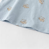 Dave&Bella Toddler Boys Summer White/Blue Print Sleeveless Cotton Versatile Tank Tops