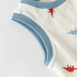 Dave&Bella Toddler Boys Summer White/Blue Print Sleeveless Cotton Versatile Tank Tops