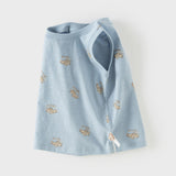 Dave&Bella Toddler Boys Summer White/Blue Print Sleeveless Cotton Versatile Tank Tops