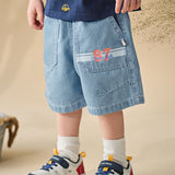 Dave&Bella Toddler Boys Summer Stylish Denim Blue Comfortable Straight-leg Jean Shorts