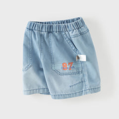 Dave&Bella Toddler Boys Summer Stylish Denim Blue Comfortable Straight-leg Jean Shorts
