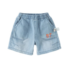 Dave&Bella Toddler Boys Summer Stylish Denim Blue Comfortable Straight-leg Jean Shorts
