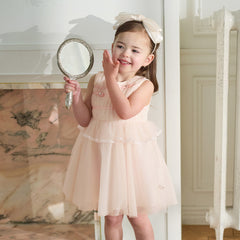 Dave&Bella Summer Toddler Girls Charming Pink Sleeveless Lightweight Mesh Princess Dress