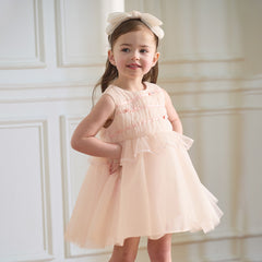 Dave&Bella Summer Toddler Girls Charming Pink Sleeveless Lightweight Mesh Princess Dress