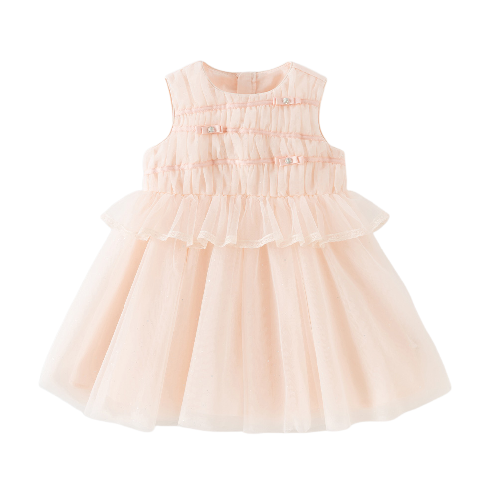 Dave&Bella Summer Toddler Girls Charming Pink Sleeveless Lightweight Mesh Princess Dress