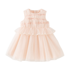 Dave&Bella Summer Toddler Girls Charming Pink Sleeveless Lightweight Mesh Princess Dress