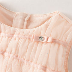 Dave&Bella Summer Toddler Girls Charming Pink Sleeveless Lightweight Mesh Princess Dress