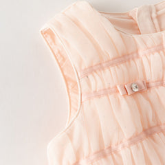 Dave&Bella Summer Toddler Girls Charming Pink Sleeveless Lightweight Mesh Princess Dress