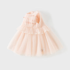 Dave&Bella Summer Toddler Girls Charming Pink Sleeveless Lightweight Mesh Princess Dress