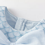 Dave&Bella Summer Toddler Girls Elegant Grey Blue Short Sleeve Lightweight Mesh Dress