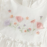 Dave&Bella Summer Toddler Girls Beige Adorable Flower Embroidery Mesh Princess Dress