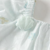 Dave&Bella Summer Toddler Girls Light Blue Print Puff Sleeves Elegant A-line Party Dress