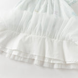 Dave&Bella Summer Toddler Girls Light Blue Print Puff Sleeves Elegant A-line Party Dress