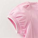 Dave&Bella Summer Toddler Girls White/Pink College-style Stretchable Dress-style Polos