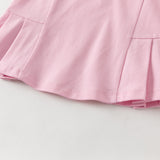 Dave&Bella Summer Toddler Girls White/Pink College-style Stretchable Dress-style Polos