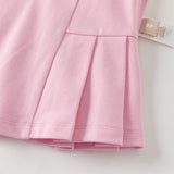 Dave&Bella Summer Toddler Girls White/Pink College-style Stretchable Dress-style Polos