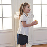 Dave&Bella Summer Toddler Girls White/Pink College-style Stretchable Dress-style Polos
