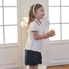 Dave&Bella Summer Toddler Girls White/Pink College-style Stretchable Dress-style Polos