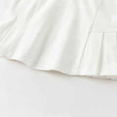 Dave&Bella Summer Toddler Girls White/Pink College-style Stretchable Dress-style Polos