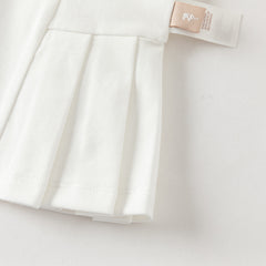 Dave&Bella Summer Toddler Girls White/Pink College-style Stretchable Dress-style Polos