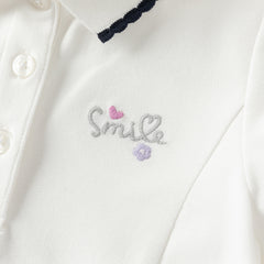 Dave&Bella Summer Toddler Girls White/Pink College-style Stretchable Dress-style Polos